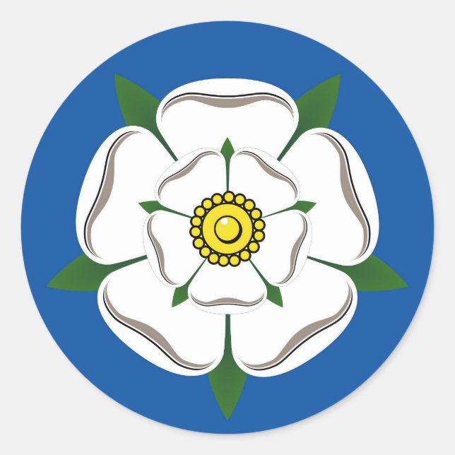 Adesivo Redondo Large Yorkshire White Rose Stickers (Frente)
