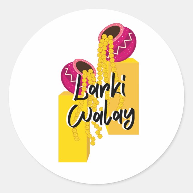 Adesivo Redondo Larki Walay | Celebração de Desi Wedding Playful (Frente)