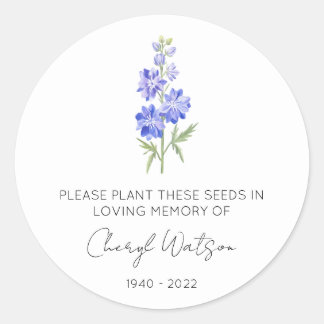Adesivo Redondo Larkspur | Pacote de Sementes de Memorial Simples