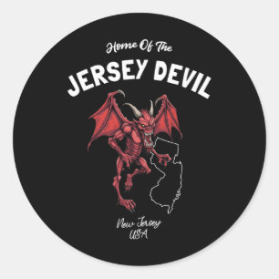 Adesivo Redondo Larva do Diabo de Jersey Nova Jersey EUA Críptido