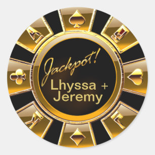 Adesivo Redondo Las Vegas Jackpot Casino Chip black/gold