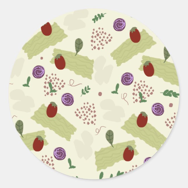 Adesivo Redondo Lasagna Soup Pizza Restaurante Queijo Espaguete (Frente)