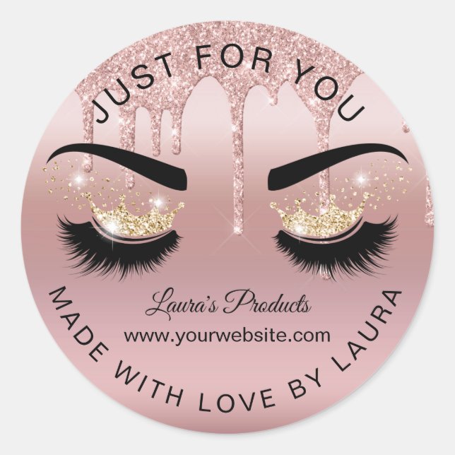 Adesivo Redondo lascas rosegvelhas gotejadas lash de maquiagem da  (Frente)