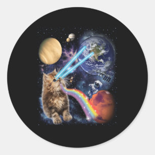 Adesivo Redondo Laser Cat Space Cat Kitts Laser Eyes