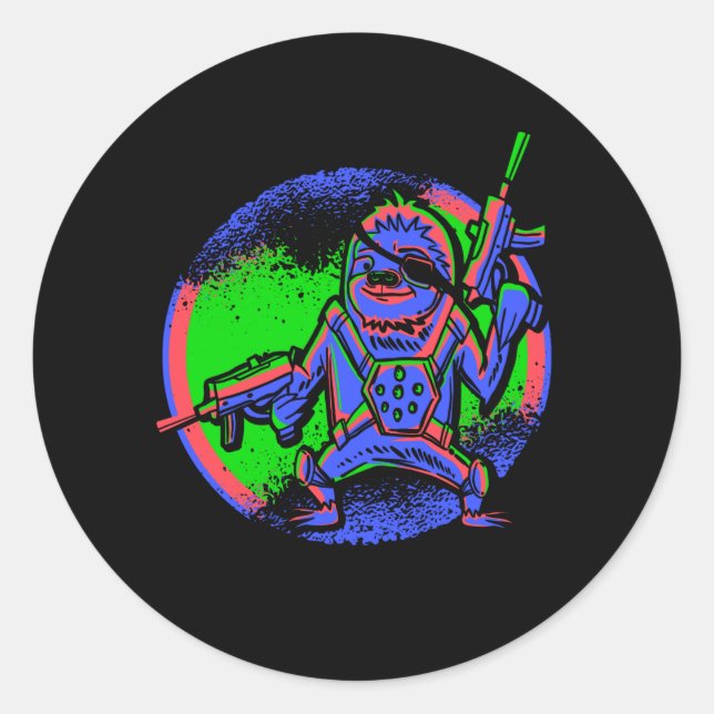 Adesivo Redondo Laser Tag Sloth (Frente)