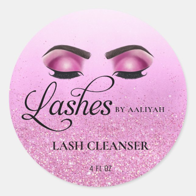 Adesivo Redondo Lash Bath Shampoo Lash Lash Glam Rosa Quente (Frente)