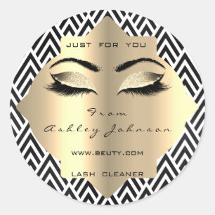 Adesivo Redondo Lash Cleaner Dourado do Champaigne Branco Negro