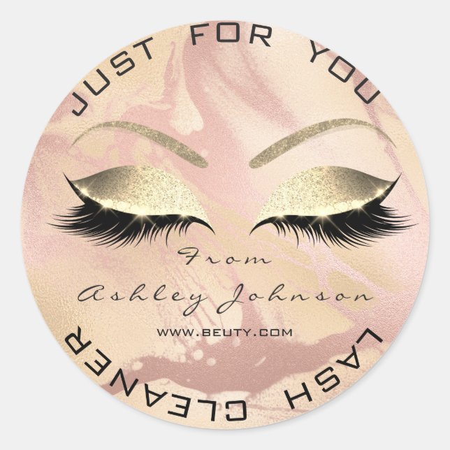 Adesivo Redondo Lash Cleaner Dourado do Salão de Bela Branca (Frente)