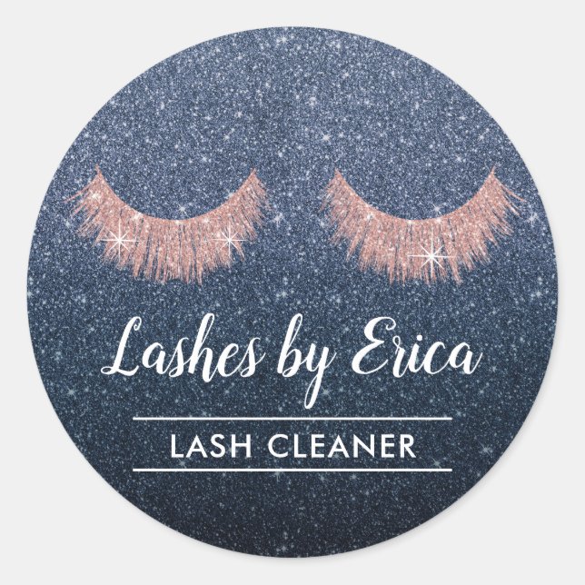 Adesivo Redondo Lash Cleaner Eyelash Extensões Marinho Glitter Azu (Frente)