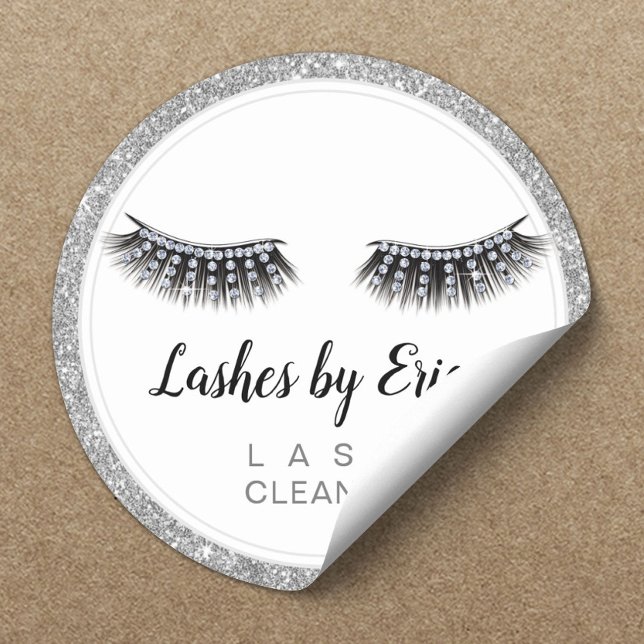 Adesivo Redondo Lash Cleaner Eyelash Extensões Silver Glitter (Criador carregado)