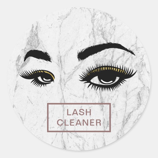 Adesivo Redondo Lash Cleaner Modern White Marble (Frente)