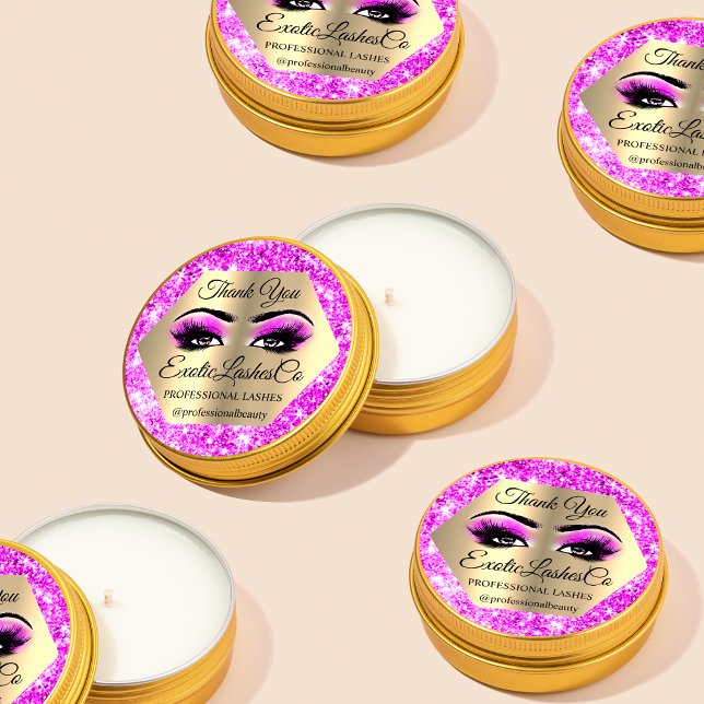 Adesivo Redondo Lash Obrigado A VOCÊ Levanta Lashes Dourados Rosa  (Criador carregado)