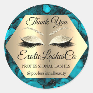 Adesivo Redondo Lash Obrigado Makeup Artista Dourado Olhos Oceano