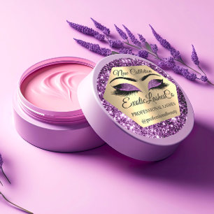 Adesivo Redondo Lash Packaging Makeup Artista Dourado Roxo Olhos