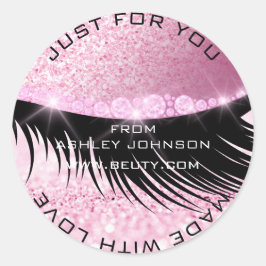 Adesivo Redondo Lashes Beauty Diamond Eye Sparkly Pink Glitter