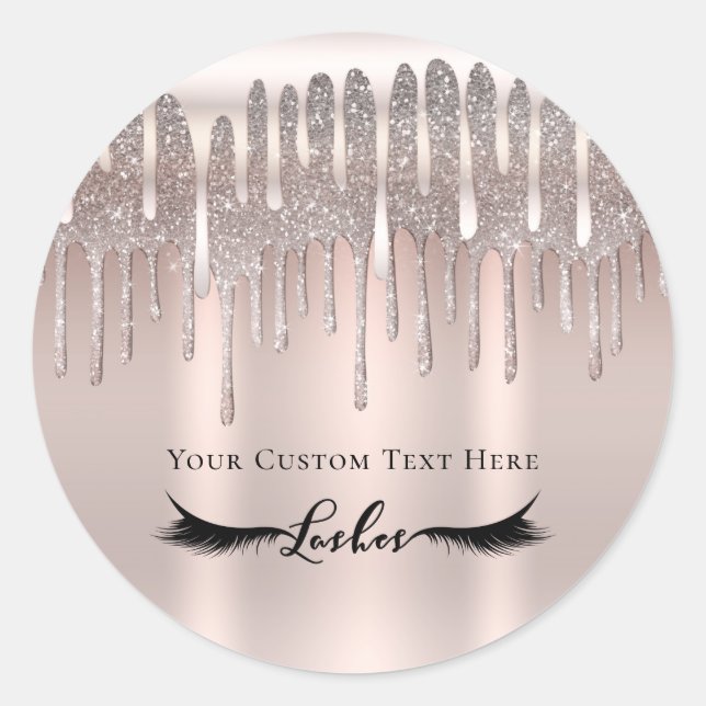 Adesivo Redondo Lashes de Lixo Dourado com Glitter de Diamante Ros (Frente)