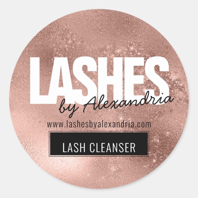 Adesivo Redondo Lashes Lash Cleaner Rosa Dourado Sparkle Glitter N (Frente)