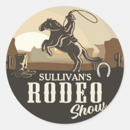 Adesivo Redondo Lasso Roundup ADD NAME Western Rodeo Show