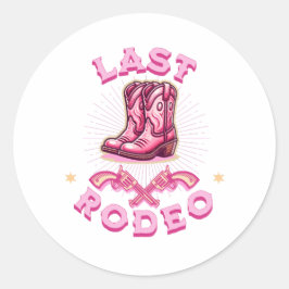 Adesivo Redondo last rodeo bachelorette party pink cowgirl