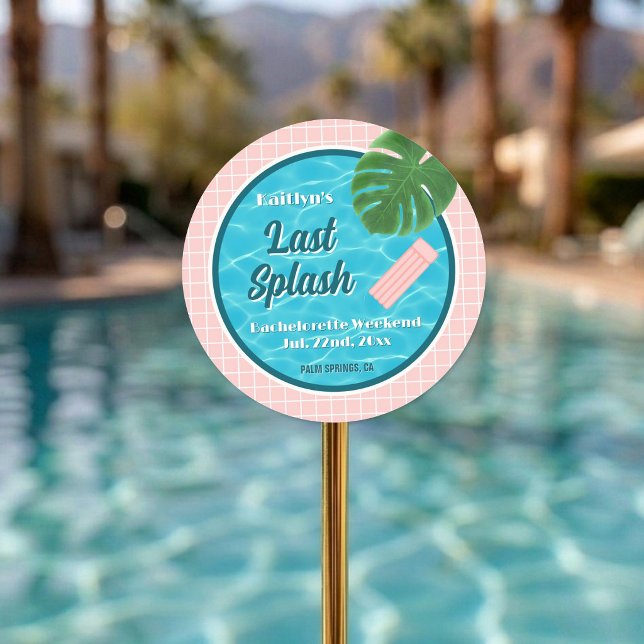 Adesivo Redondo Last Splash Bachelorette Weekend Pool Party Favor (Criador carregado)