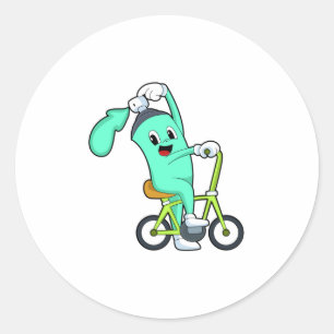 Adesivo Redondo Lata de pulverização com Bicicleta