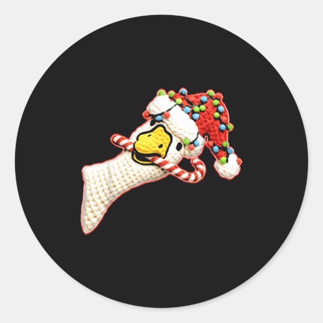 Adesivo Redondo Latch Hook Faux Yarn Funny Goose Christmas Crochet (Frente)