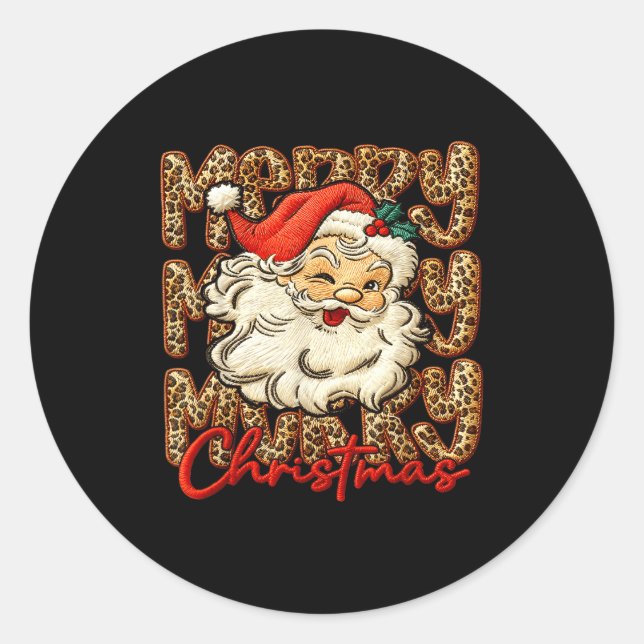 Adesivo Redondo Latch Hook Yarn Crochet Coquette Merry Christmas  (Frente)