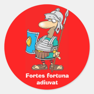 Adesivo Redondo Latim: Fortes para atum adiuvat