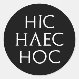 Adesivo Redondo latino hoc de Latein do haec hic