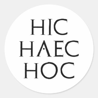 Adesivo Redondo latino hoc de Latein do haec hic