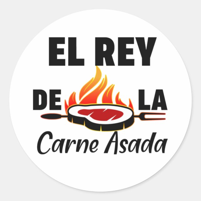 Adesivo Redondo Latino Pai El Rey de la Carne Asada (Frente)