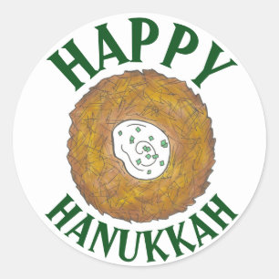 Adesivo Redondo Latkes Feliz Hanukkah Chanukah Feriados Judeus