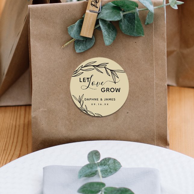 Adesivo Redondo Laurel Deixa O Amor Crescer Casamento (Criador carregado)