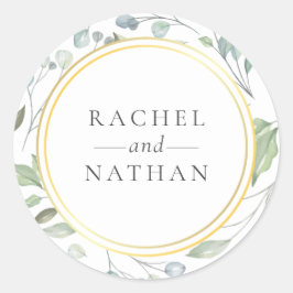Adesivo Redondo Laurel Garland Greenery Favor do Casamento