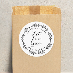 Adesivo Redondo Laurel Wreath Deixa O Amor Crescer O Favor Do Casa
