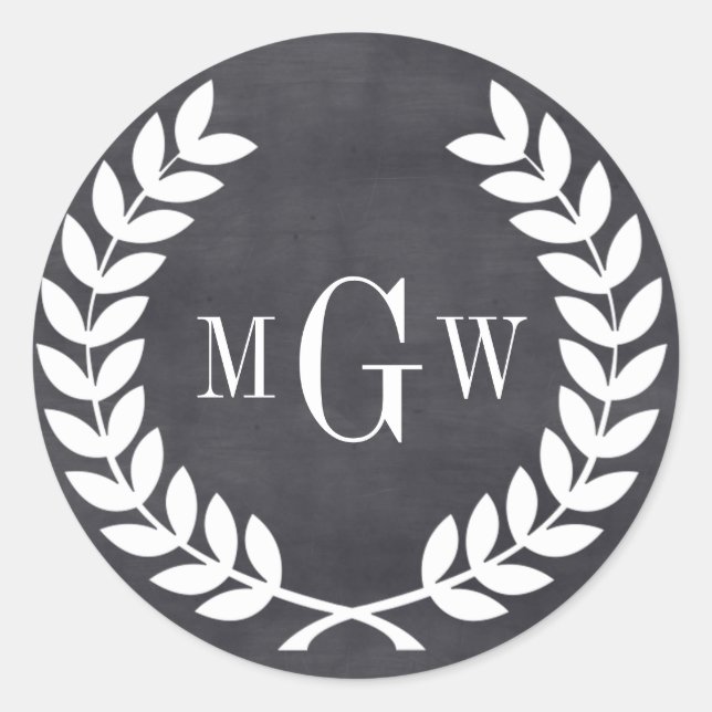 Adesivo Redondo Laurel Wreath Monograma Env Seal