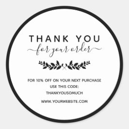 Adesivo Redondo Laurel Wreath Obrigado Pela Ordem