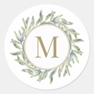 Adesivo Redondo Laurel Wreath Personalizado Monograma do Branch La