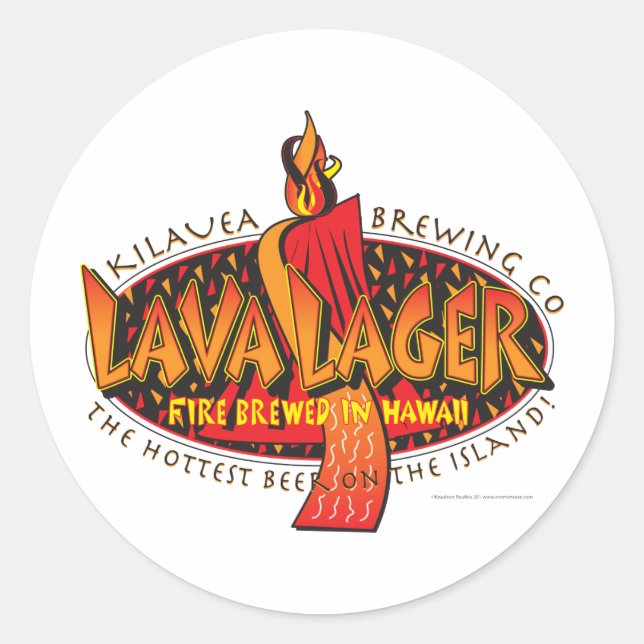 Adesivo Redondo Lava Lager Hawaiian Beer (Frente)
