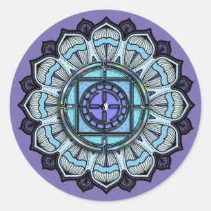 Adesivo Redondo Lavanda Aqua Mandala Black White Yin Yang