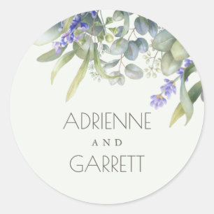 Adesivo Redondo Lavanda Com Casamento Eucalyptus Greenery 