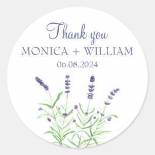 Adesivo Redondo Lavanda de aquarelas flores herbáceas roxas rústic