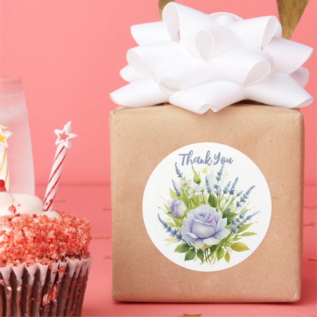 Adesivo Redondo Lavanda de aquarelas Flores selvagens (Festa)