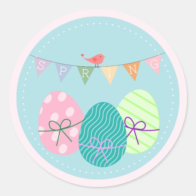 Adesivo Redondo Lavanda de primavera de Ovos de Páscoa Grande (Frente)