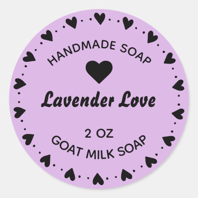 Adesivo Redondo Lavanda do Coração Russo do Campo do Sabão Caseiro (Frente)