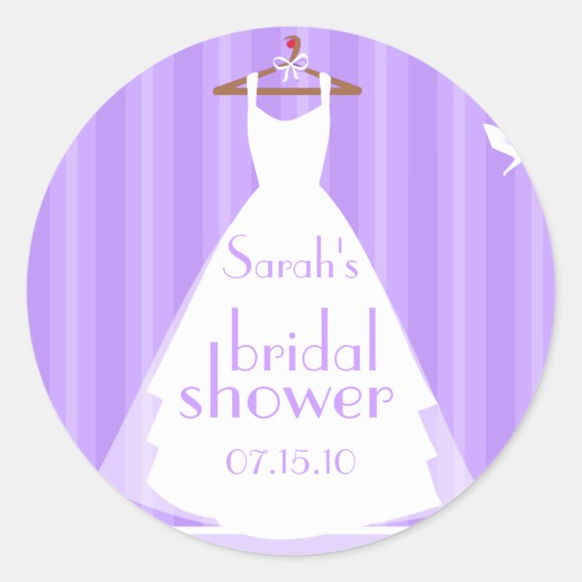 Adesivo Redondo Lavanda e Chá de panela de vestido branco (Frente)