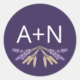 Adesivo Redondo Lavanda e palito roxo de trigo adoráveis