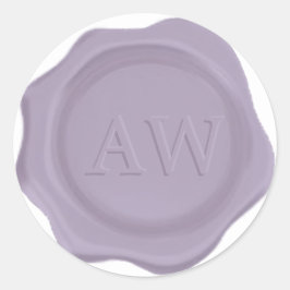 Adesivo Redondo Lavanda Elegante Monograma Púrpura Cera de Casamen