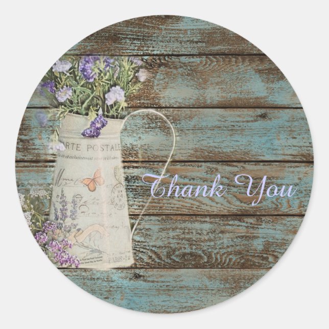 Adesivo Redondo lavanda elegante obrigado vintage (Frente)