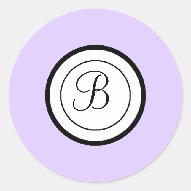 Adesivo Redondo Lavanda Envelope Vinhetas para selos Monograma B (Frente)